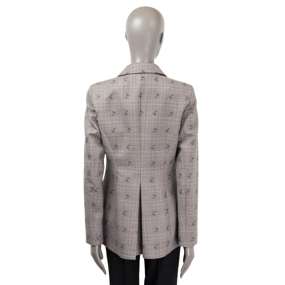 ALTUZARRA grey wool FLORAL PRINCE OF WALES CHECK Blazer Jacket 42 M For Sale 1