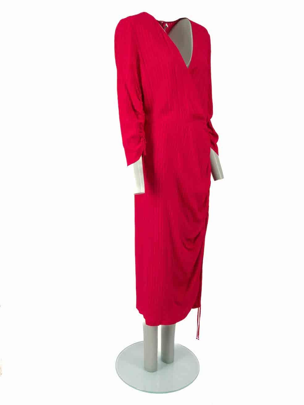 CONDITION is Very good. Minimal wear to dress is evident. Minimal pull in fabric to back of dress on this used Altuzarra designer resale item. Please note that the brand label is partly detached.
 
 Details 
 Hot pink
 Viscose
 Dress
 Ruched detail
