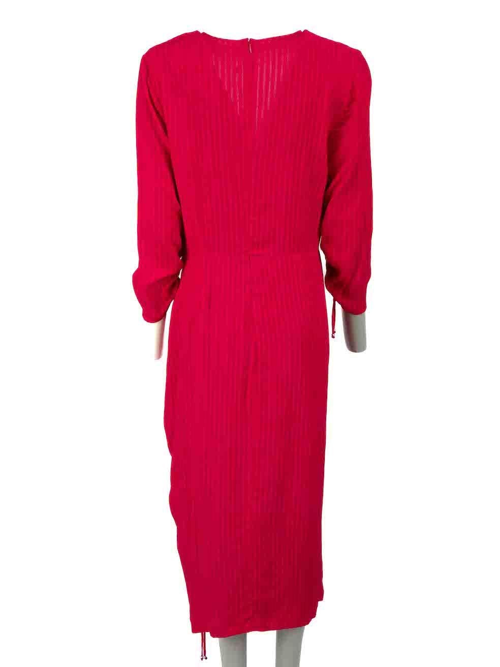 Altuzarra Hot Pink Ruched Asymmetric Hem Dress Size XL In Excellent Condition For Sale In London, GB
