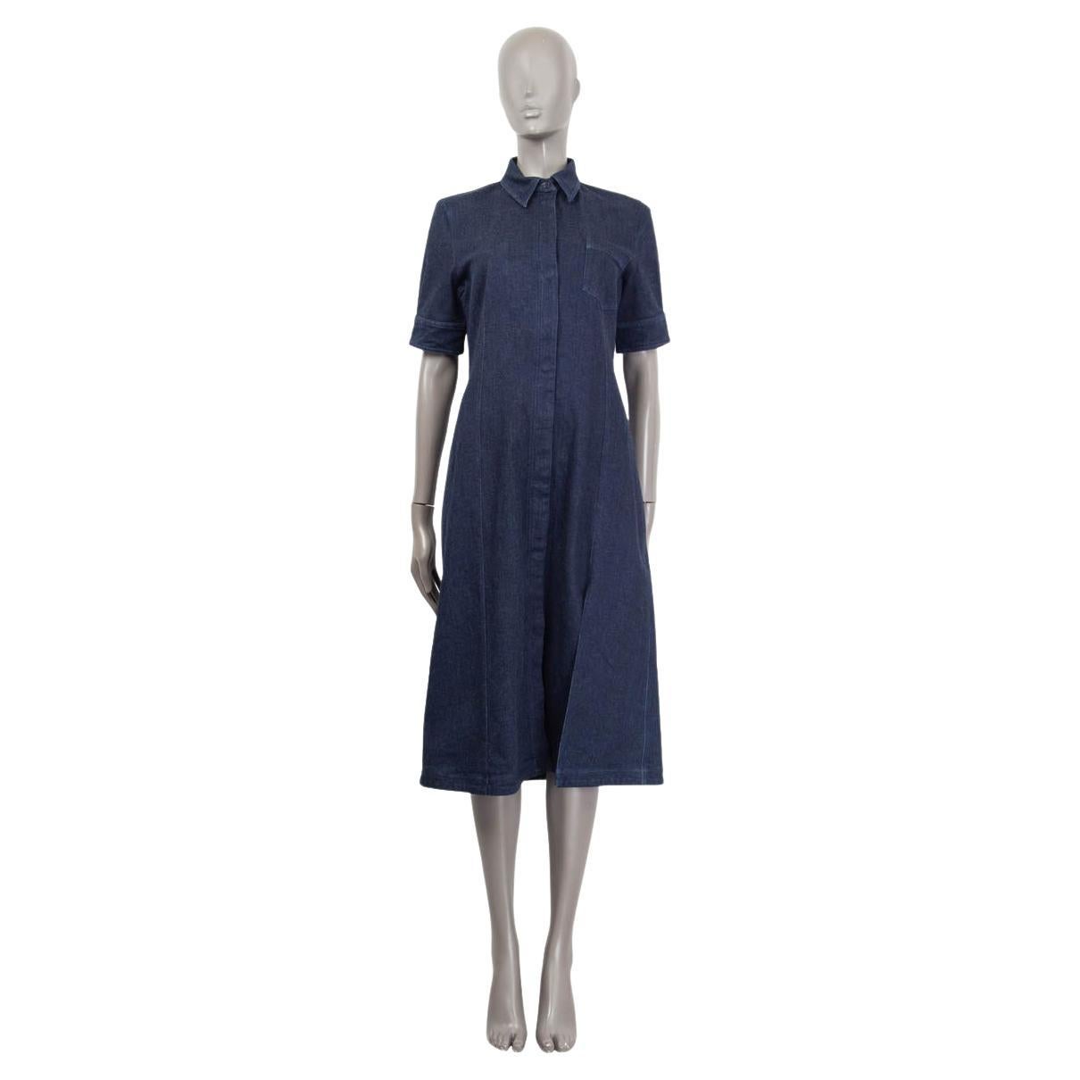 ALTUZARRA indigo blue cotton KIERAN DENIM SHORT SLEEVE SHIRT Dress 40 M