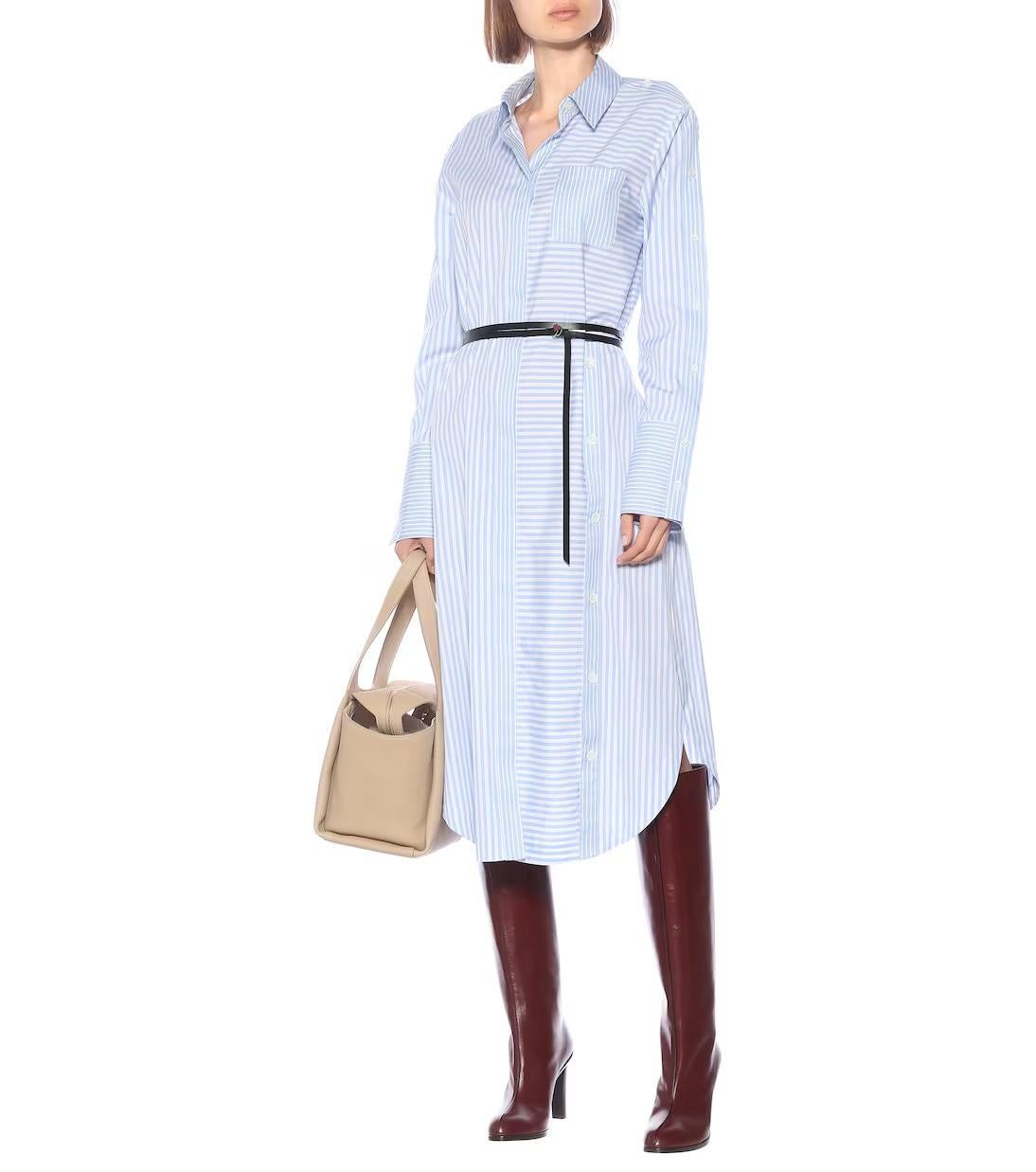 ALTUZARRA bleu clair coton 2020 STRIPED POPLIN SHIRT Robe 38 S en vente 6