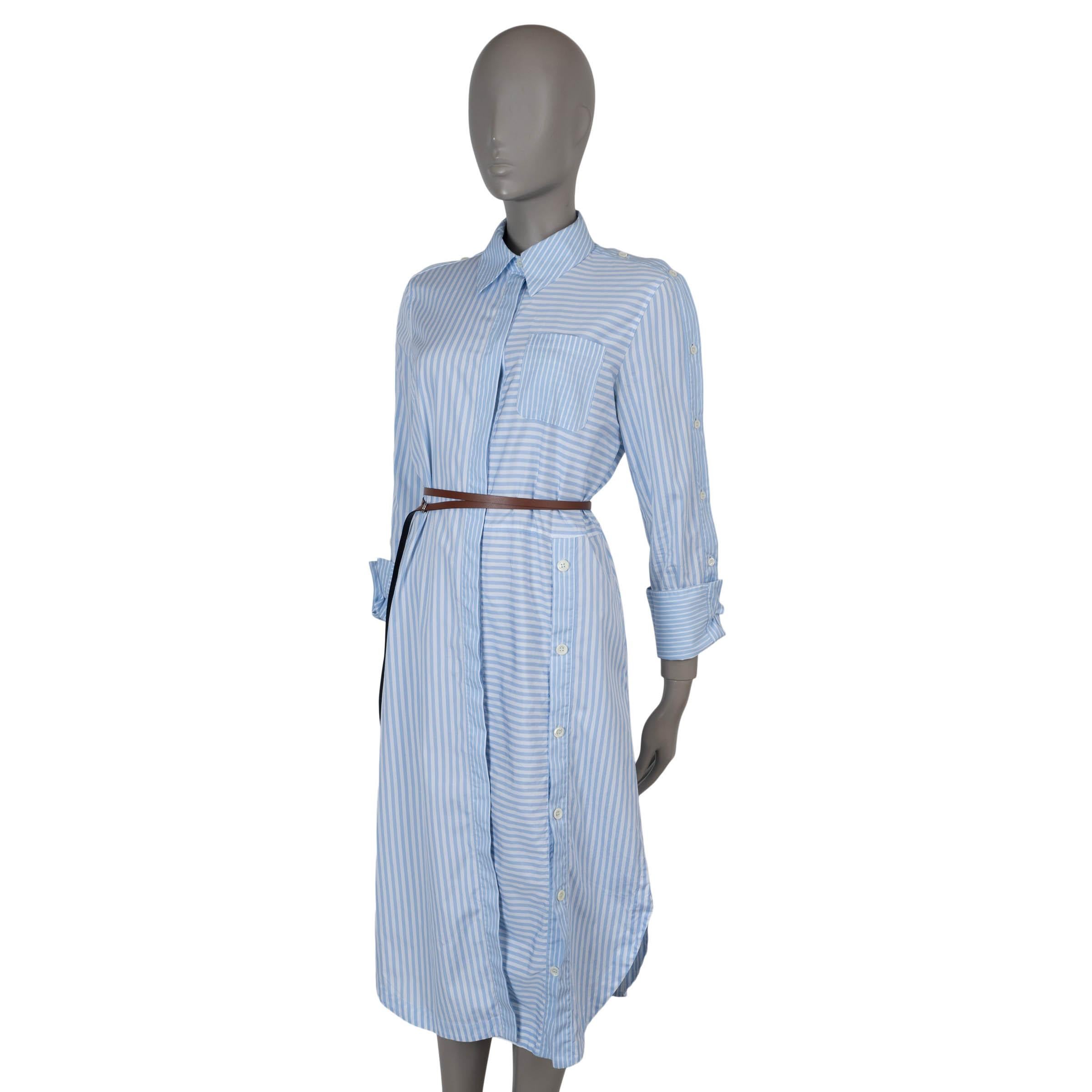 Cette robe chemise en popeline de coton rayée bleu clair et blanche (100%), 100% authentique d'Altuzarra, allie un tailoring sans effort à une aisance moderne. Conçu pour une silhouette décontractée, il se resserre à la taille à l'aide d'une