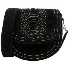 Altuzarra Medium Black Ghianda Suede Saddle Bag - New Season
