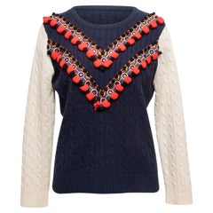 Altuzarra Navy & Multicolor Wool & Cashmere Pom-Pom Sweater