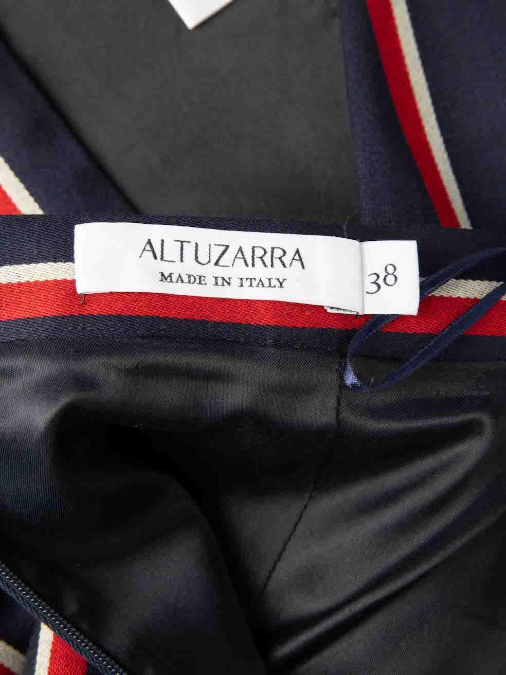 Altuzarra Navy Wool Striped Knee Length Skirt Size M For Sale 1