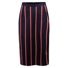 Altuzarra, jupe longue longueur genou rayée en laine bleu marine, taille M