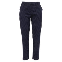 Altuzarra Patterned Cropped Trousers in Navy Blue Viscose