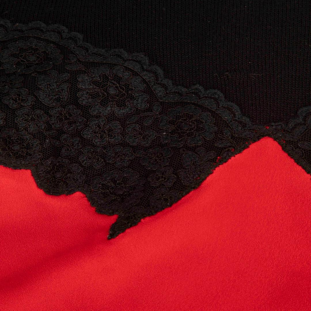 Altuzarra Red & Black Lace Detail Dress Size XL In Good Condition For Sale In London, GB