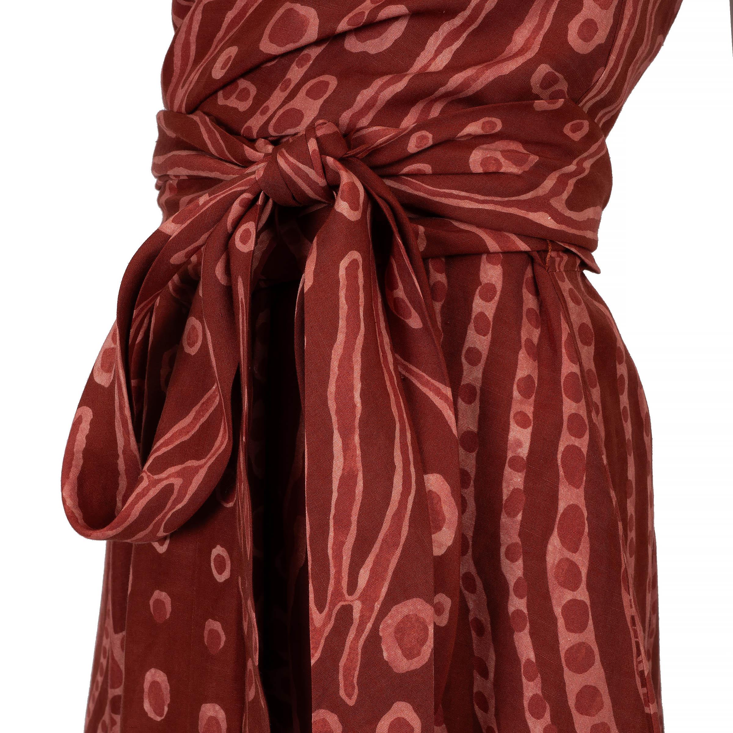 ALTUZARRA mezcla de lino rojo 2024 PEMBINA MARCAS Vestido MAXI 36 XS en Excelente estado para la venta en Zürich, CH