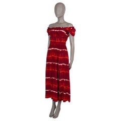Altuzarra, soie rouge 2023 LILY TIE-DYE OFF-SHOULDER MIDI Dress 36 S