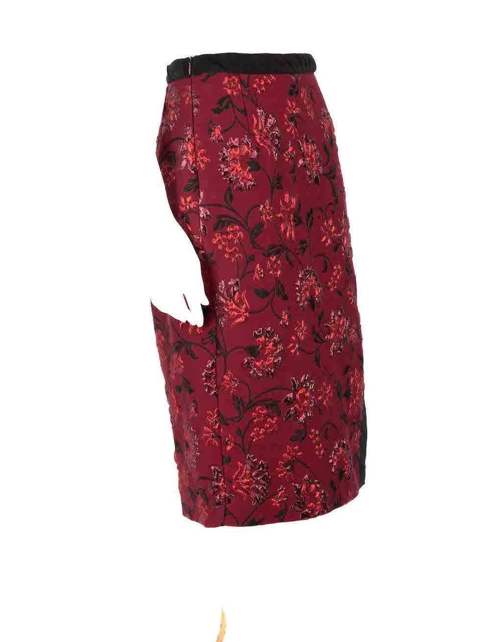 Altuzarra Red Wool Floral Jacquard Skirt Size S In Excellent Condition In London, GB