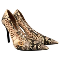 ALTUZARRA Size 11 Beige Brown Leather Embossed Snake Skin Pumps