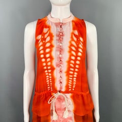ALTUZARRA Size 2 Penelope Orange Brown Tie Dye Sleeveless Asymmetrical Hem Dress