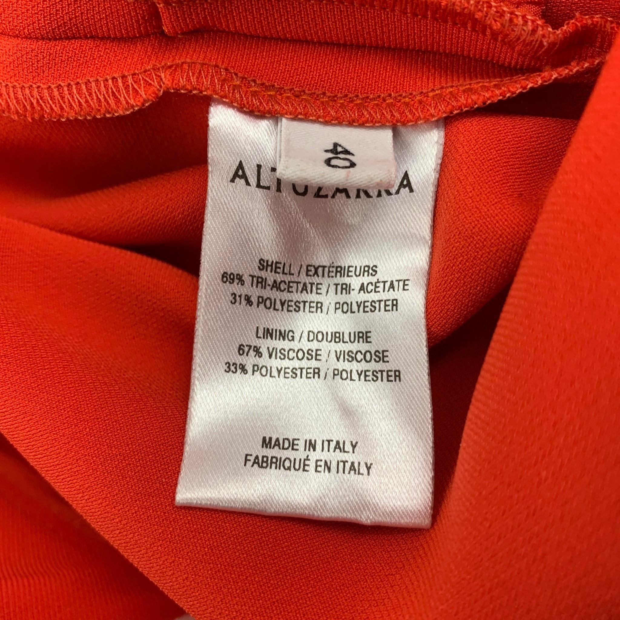 ALTUZARRA Size 4 Orange Triacetate Blend Dress Pants In Good Condition For Sale In San Francisco, CA