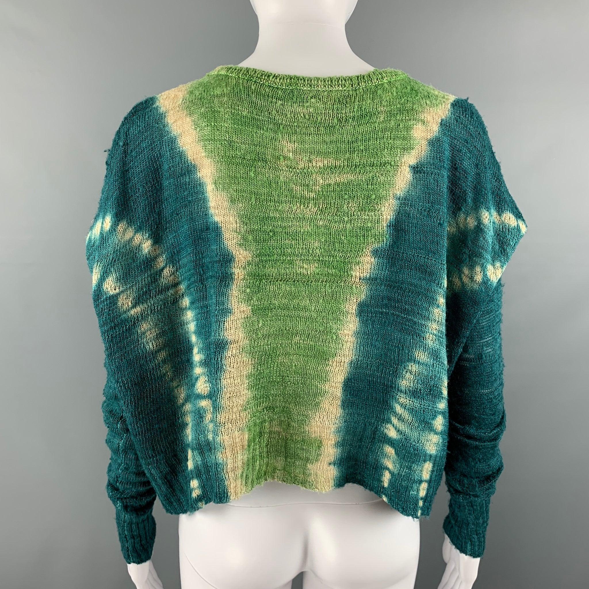 ALTUZARRA Size S Green Blue Silk Tie Dye Cropped Casual Top In Good Condition For Sale In San Francisco, CA