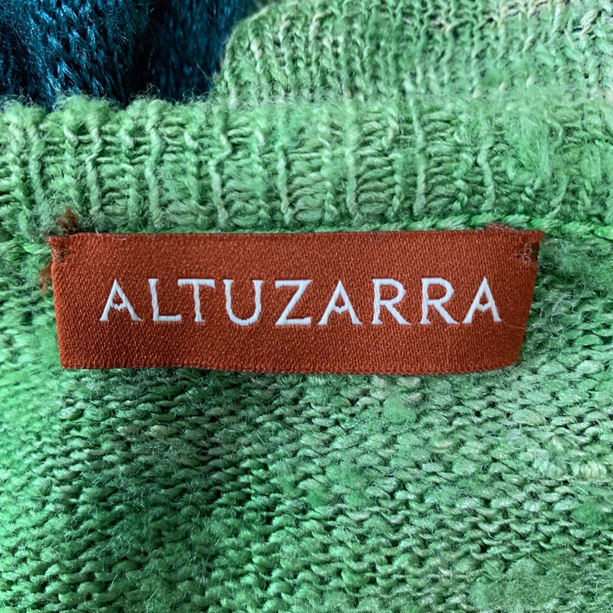 Women's ALTUZARRA Size S Green Blue Silk Tie Dye Cropped Casual Top For Sale