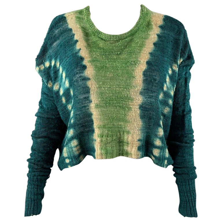 Altuzarra Size S Green Blue Silk Tie Dye Cropped Casual Top