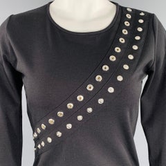 ALTUZARRA Talla XS Negro Mezcla Viscosa Broches Tachonado Cuello Crew Jersey