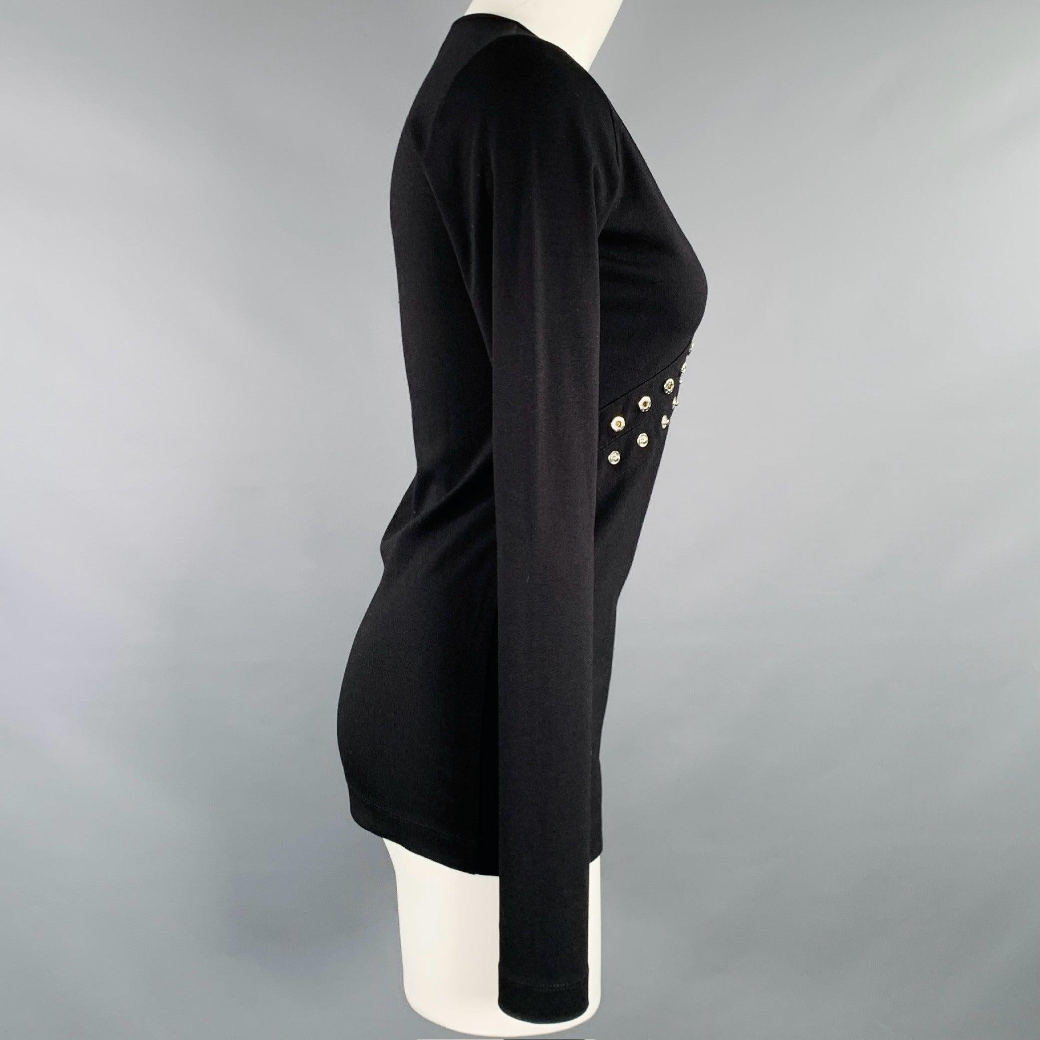 ALTUZARRA Taille XS Noir Mélange de viscose Pull à col ras du cou clouté avec boutons-pression Excellent état - En vente à San Francisco, CA