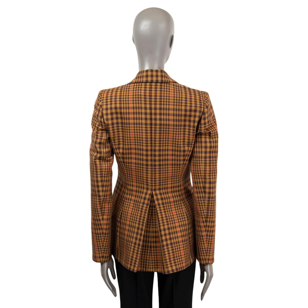 ALTUZARRA tan brown orange wool CHECK Blazer Jacket 42 M For Sale 1