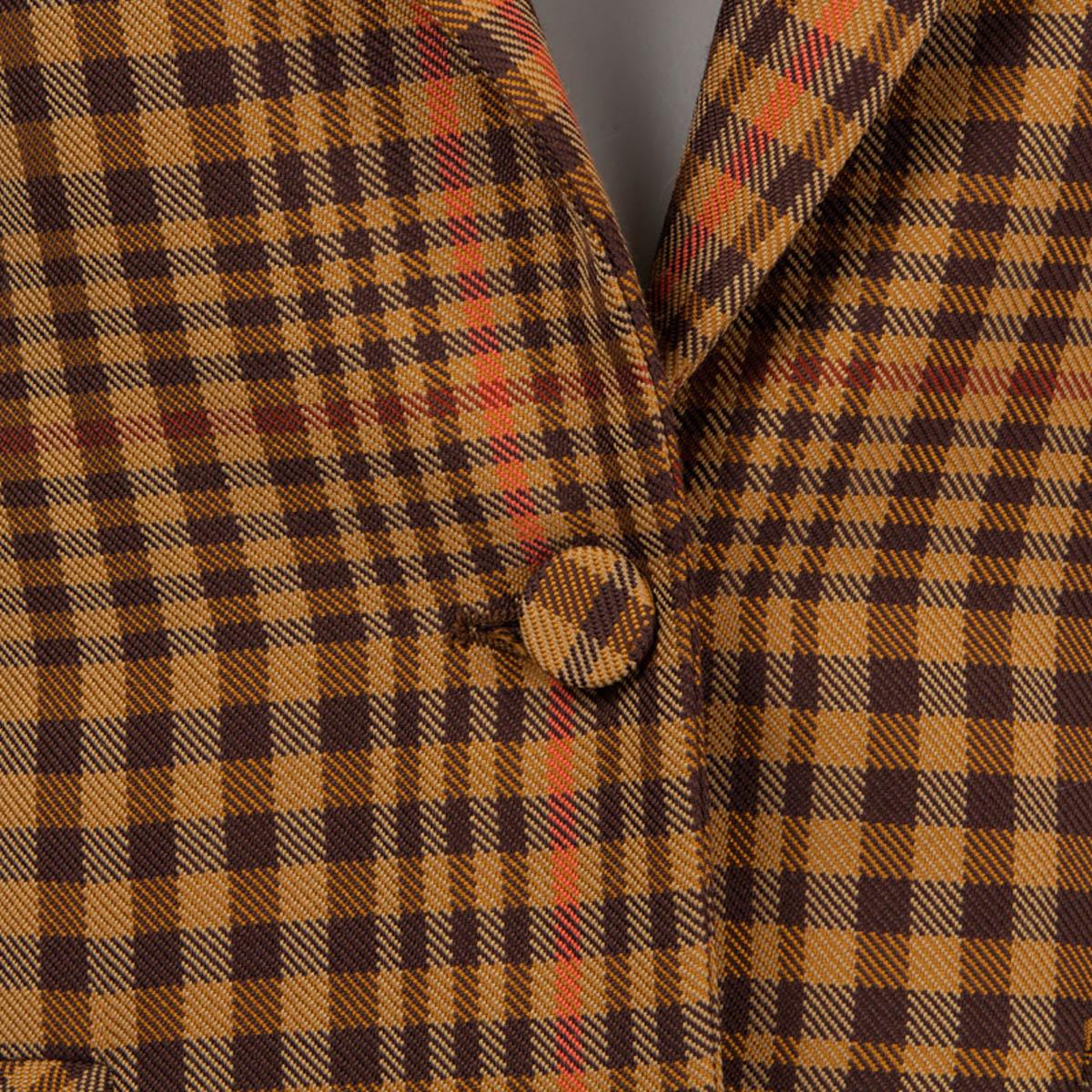 ALTUZARRA tan brown orange wool CHECK Blazer Jacket 42 M For Sale 2