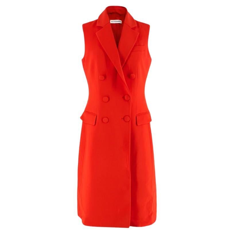 Altuzarra Vermillion Red Crepe Sleeveless Blazer Dress - US 8 For Sale