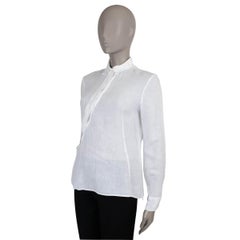 ALTUZARRA white linen ASYMMETRIC BUTTON-UP Shirt 40 S