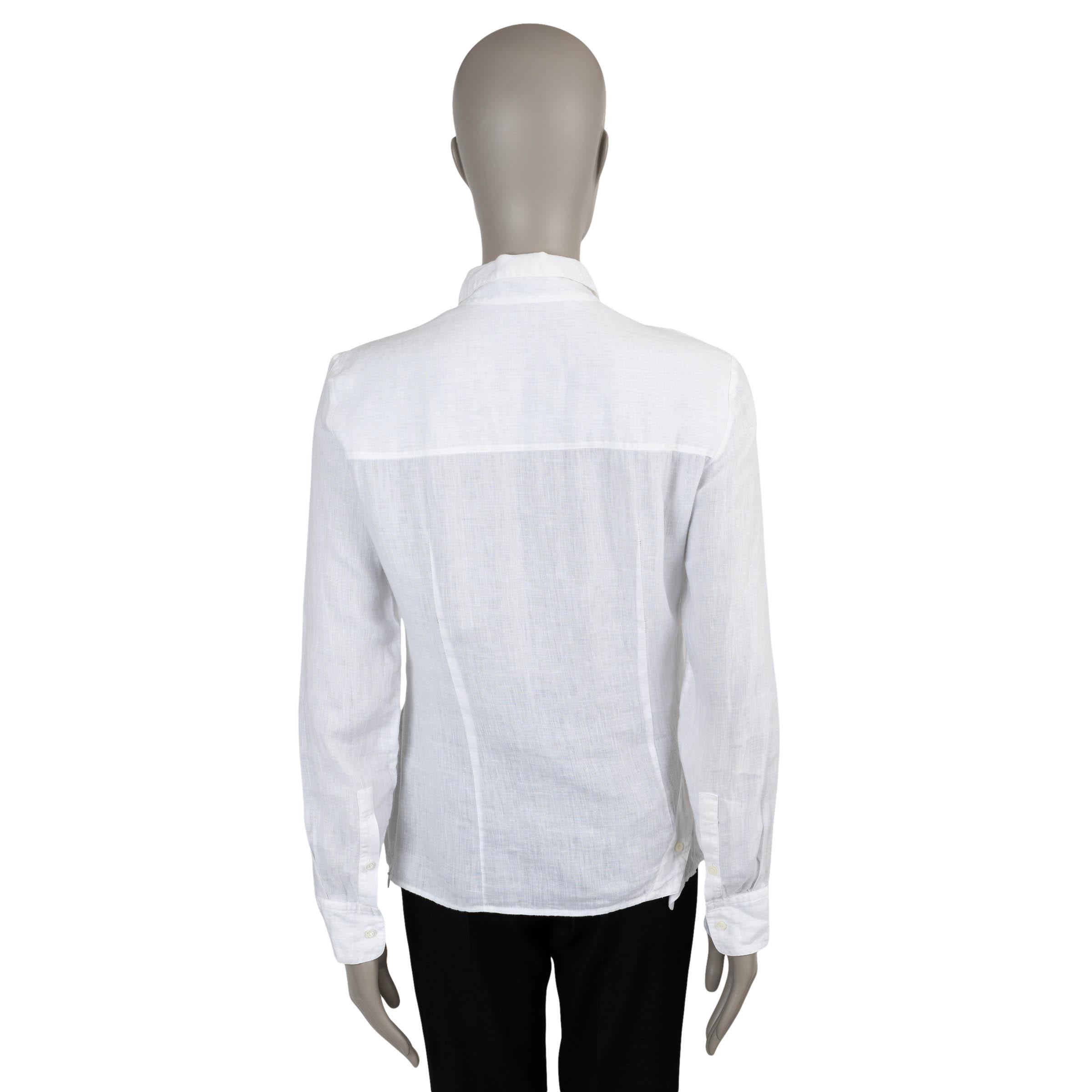 Grigio S.S. White in lino ASIMMETRICO Camicia BUTTON-UP 40 S in vendita