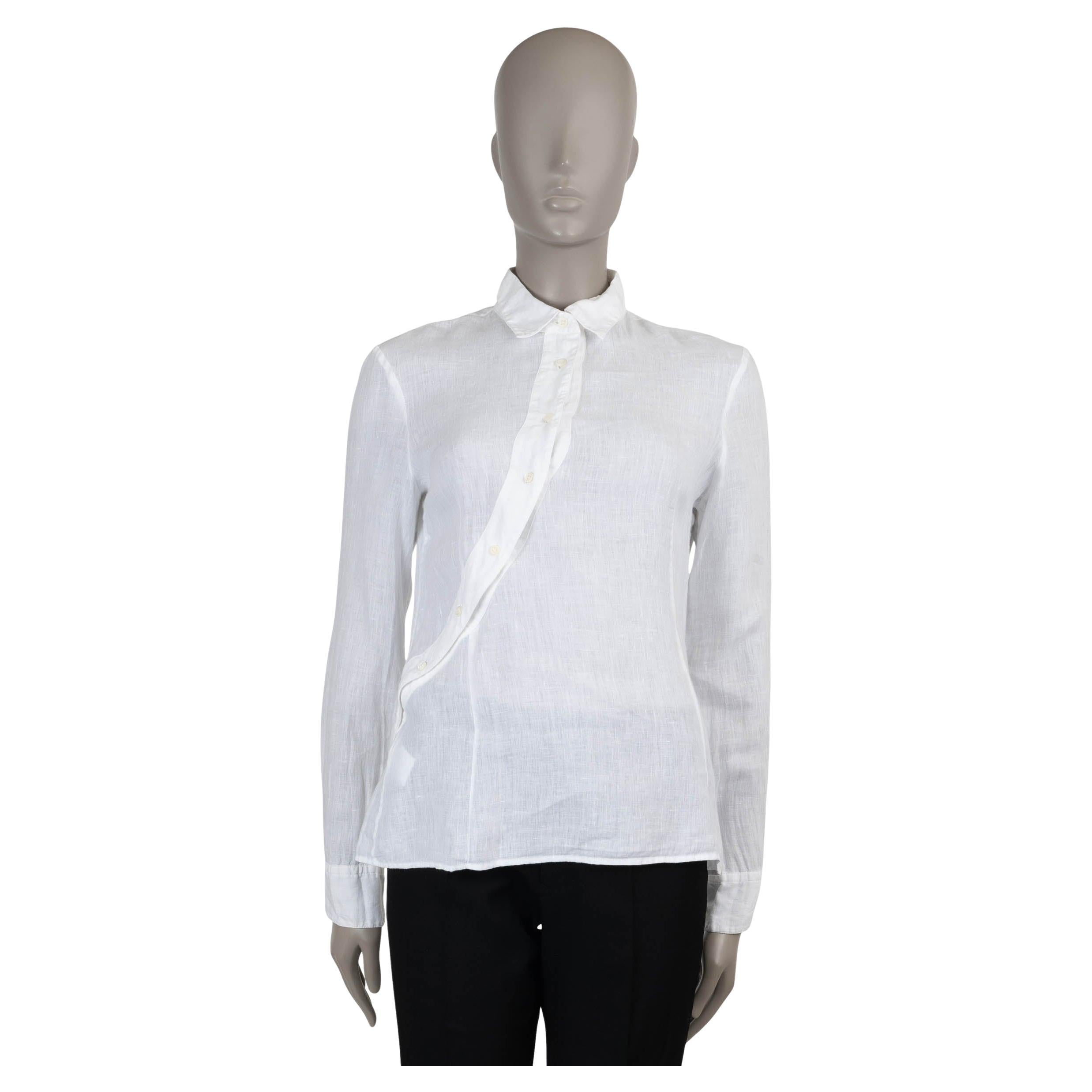 ALTUZARRA Weißes Hemd aus Leinen ASYMMETRIC BUTTON-UP Shirt 40 S
