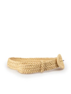 Altuzarra Women's Beige Raffia Leather Trim Belt