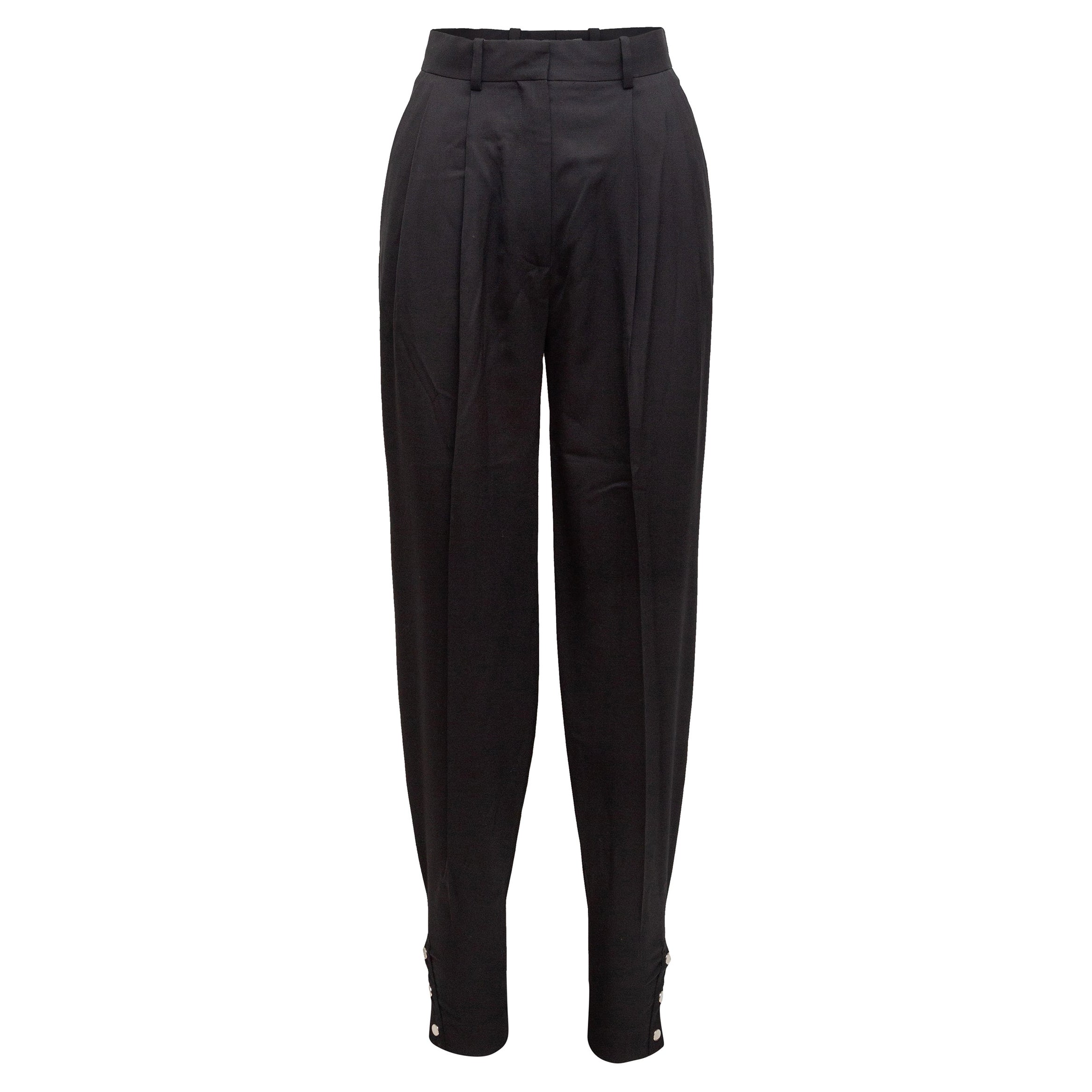 Altuzarra Wool Black Pleated Tapered Trousers