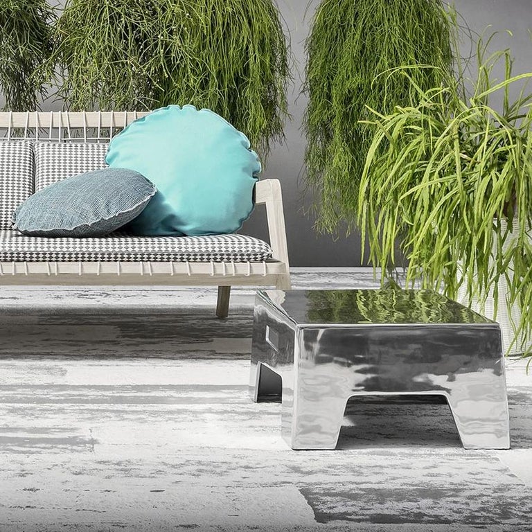 Alu Side Table in Polished Aluminium Indoor Outdoor For Sale at 1stDibs