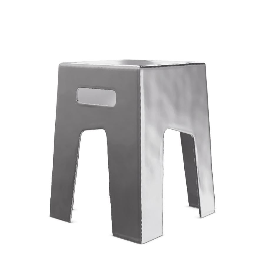 Alu Stool in Polished Aluminium Indoor Outdoor In New Condition For Sale In Paris, FR