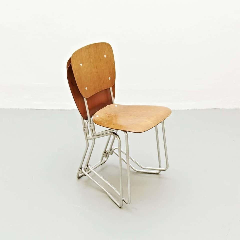 Milieu du XXe siècle Paire de chaises Aluflex première édition en aluminium par Armin Wirth en vente