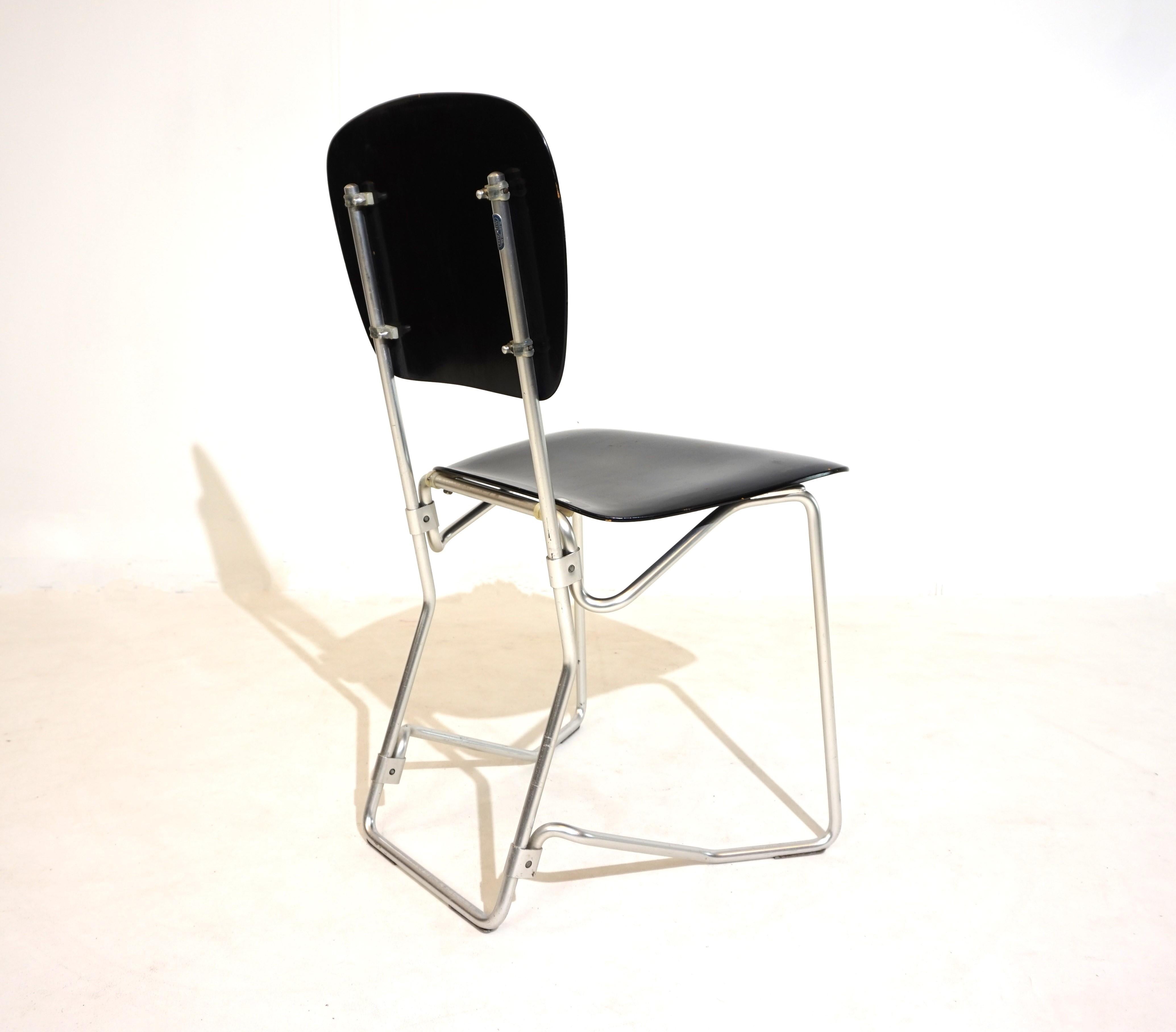 Aluflex set of 4 stacking chairs by Armin Wirth for Ph. Zieringer For Sale 11