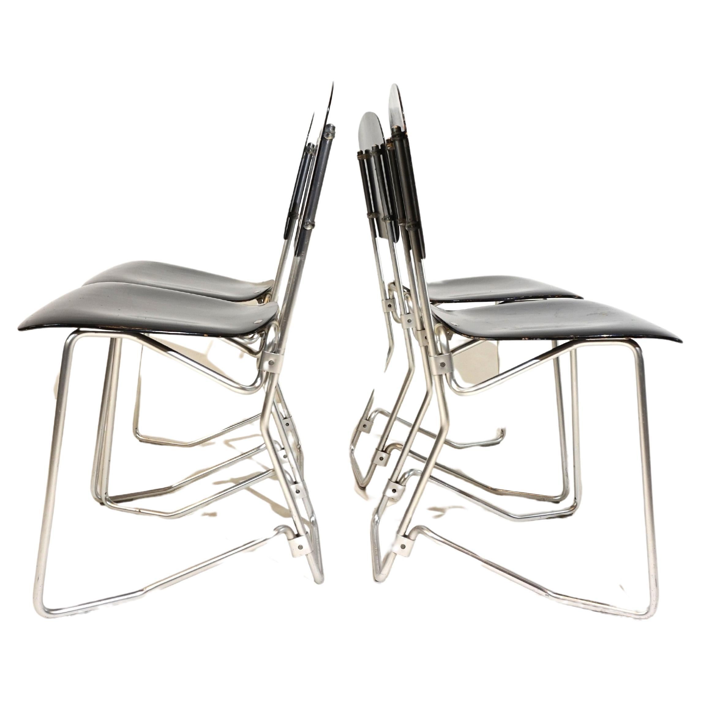 Aluflex set of 4 stacking chairs by Armin Wirth for Ph. Zieringer