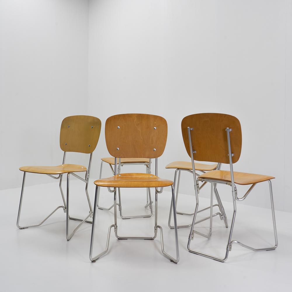 Aluflex Stacking Chairs by Armin Wirth, 1950s, Set of Five 3