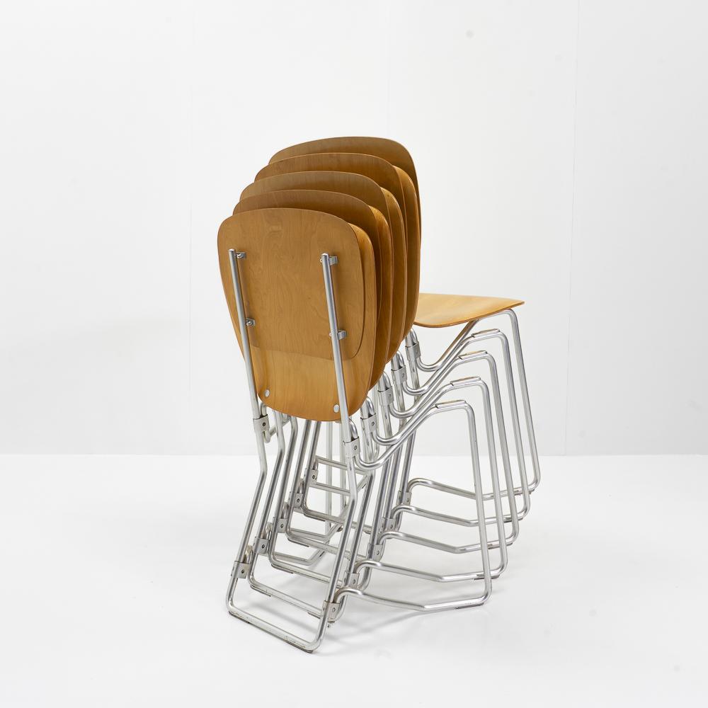 Aluflex Stacking Chairs by Armin Wirth, 1950s, Set of Five 4
