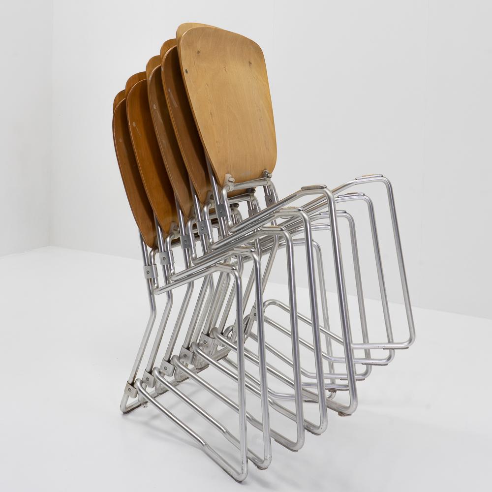 Aluflex Stacking Chairs by Armin Wirth, 1950s, Set of Five 5