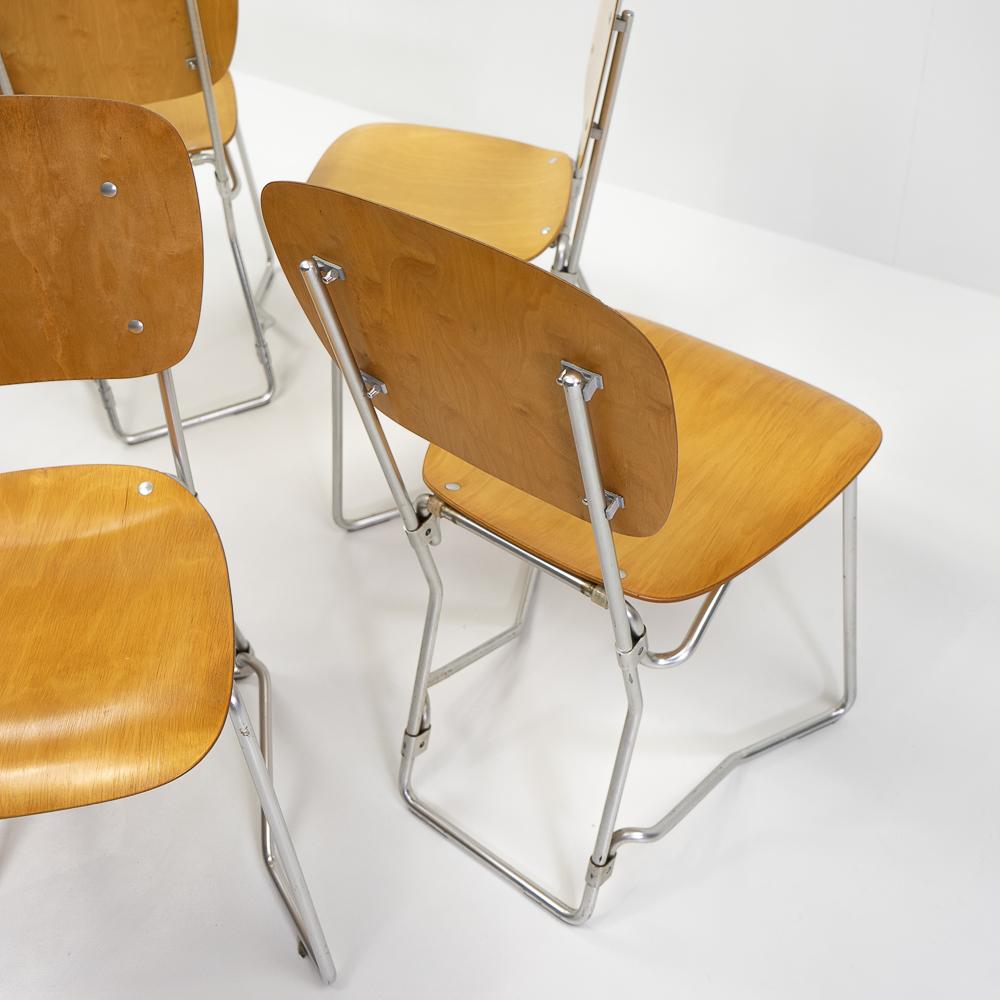 Aluflex Stacking Chairs by Armin Wirth, 1950s, Set of Five 2