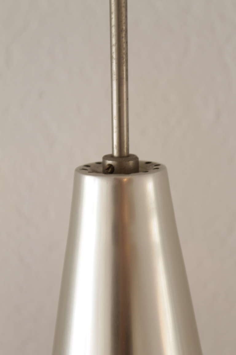 Swiss Alumag Belmag Three Cone Shape Pendant Lamps For Sale