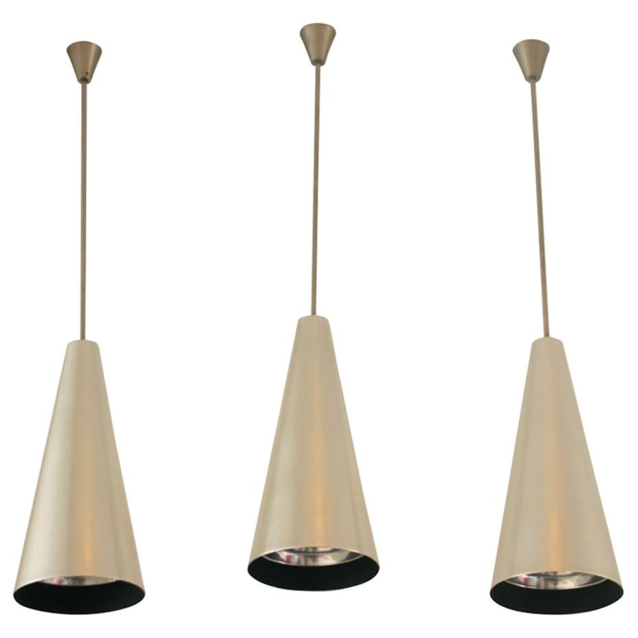 Alumag Belmag Three Cone Shape Pendant Lamps For Sale
