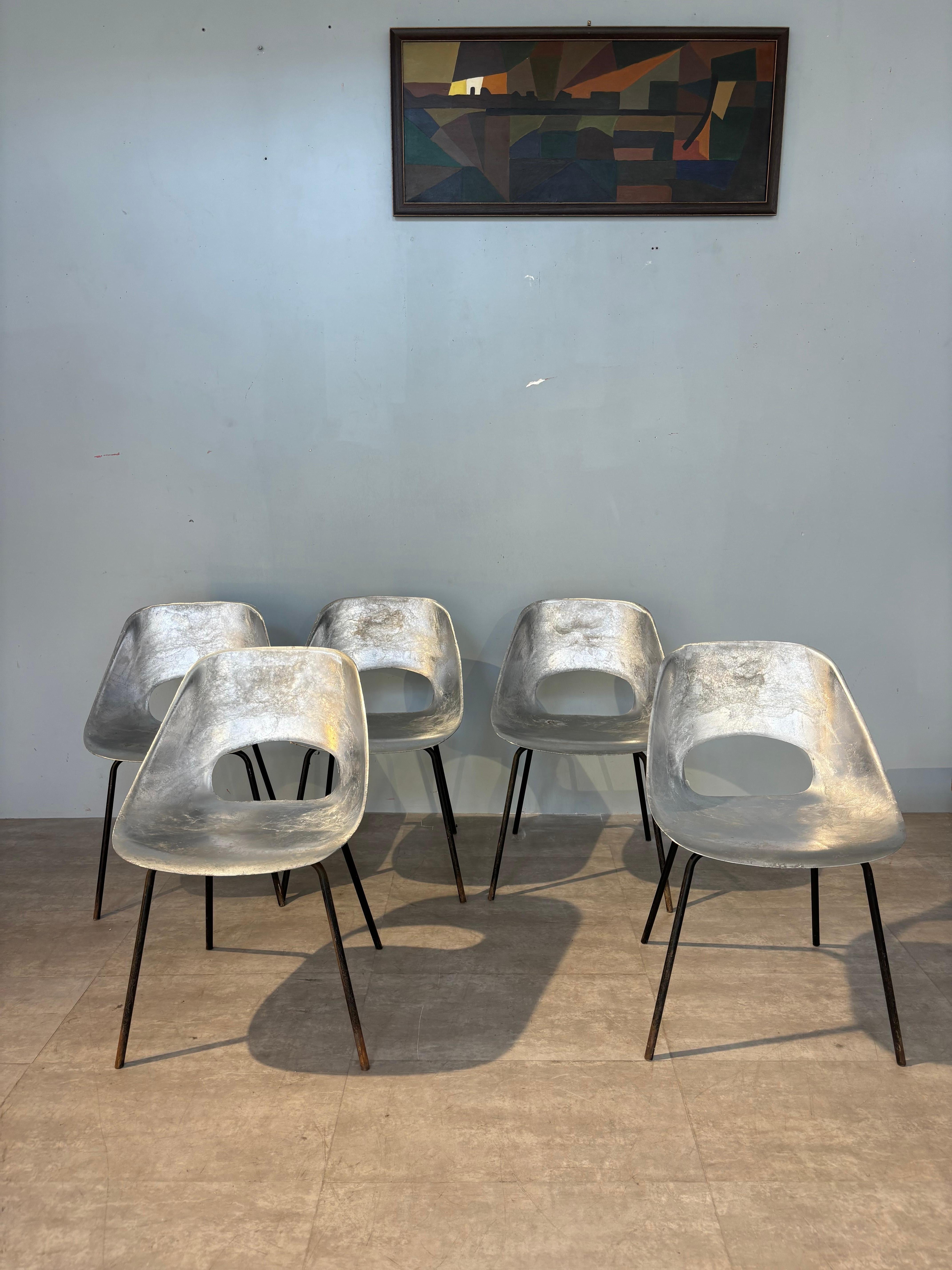 Sillas tulipán de aluminio de Pierre Guariche steiner édition Moderno de mediados de siglo en venta