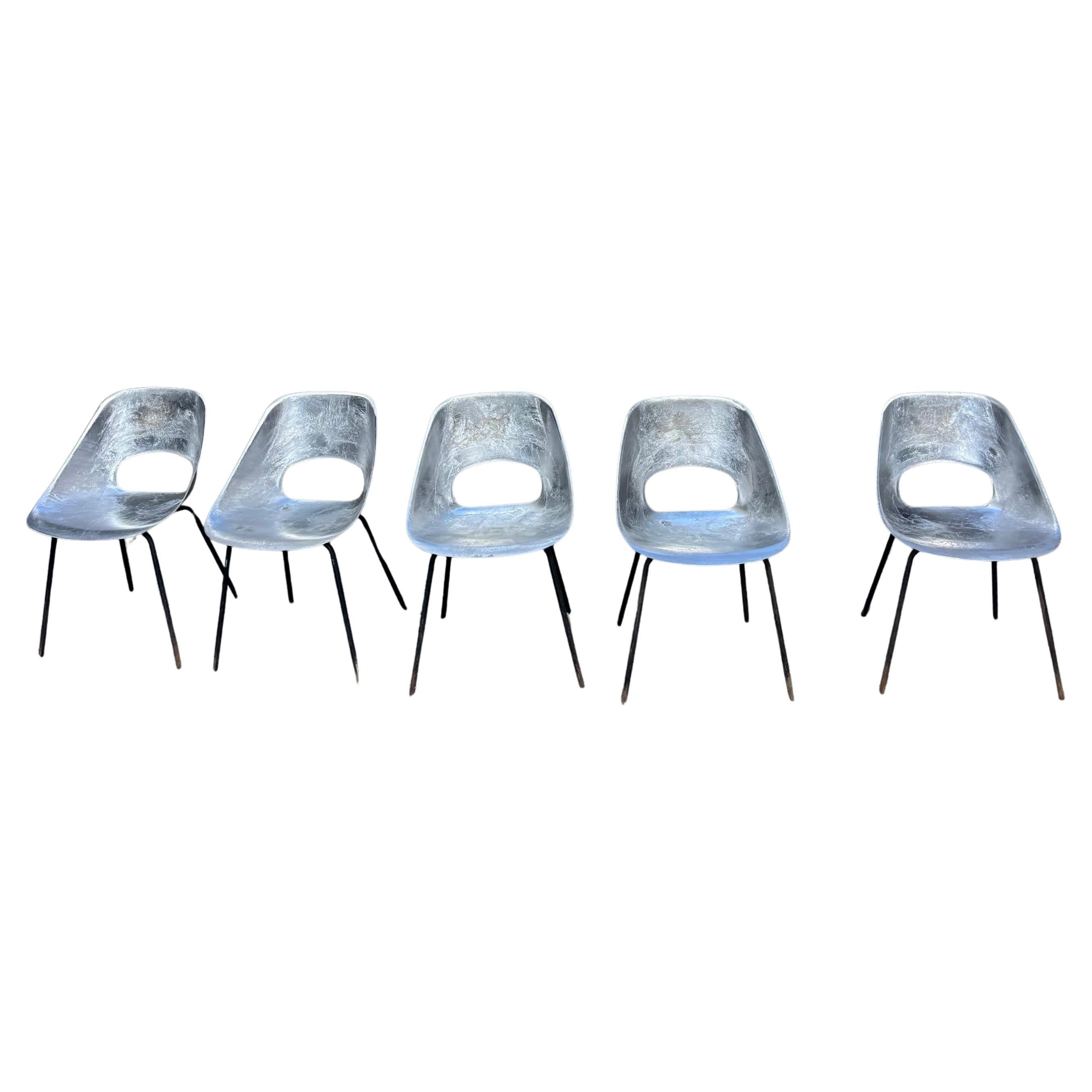 Sillas tulipán de aluminio de Pierre Guariche steiner édition en venta