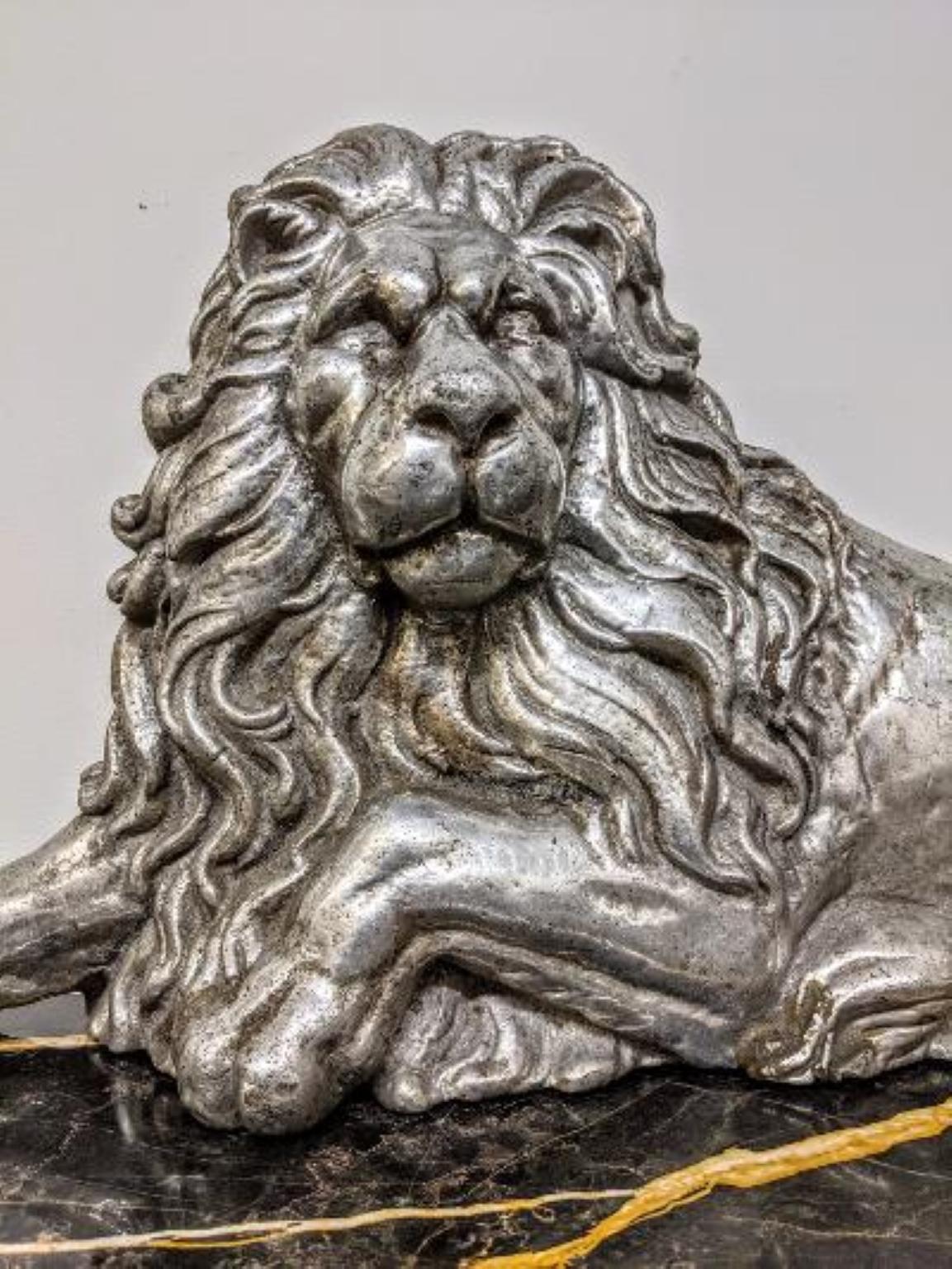 Art Deco Aluminum Lion Sculpture For Sale