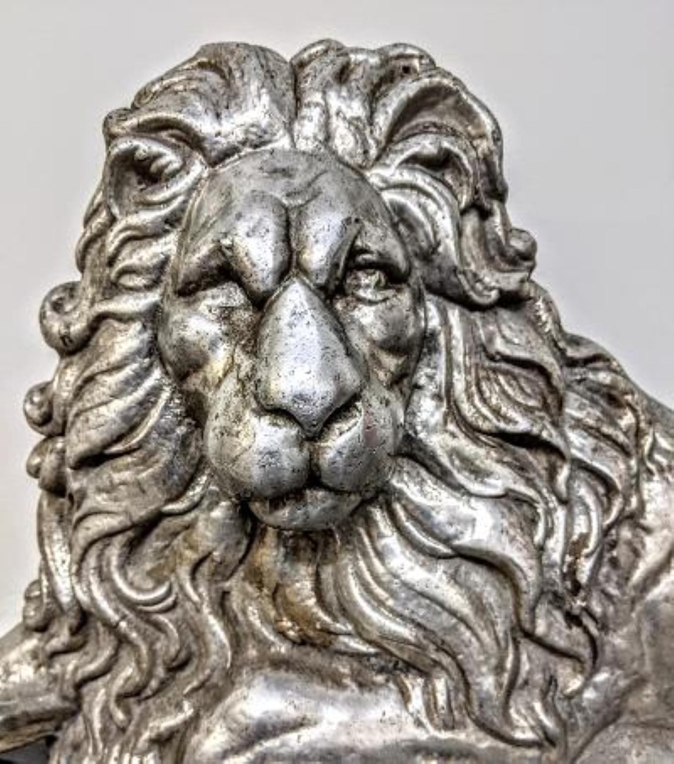 French Aluminum Lion Sculpture For Sale