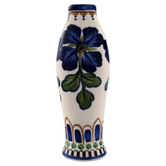 Aluminia Faience Vase, Hand-Painted with Floral Motifs