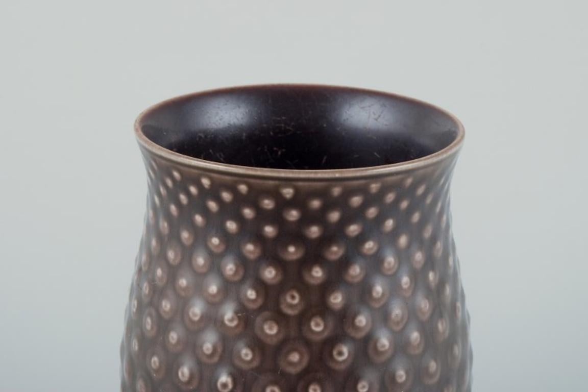 Danish Aluminia faience vase. Modernist design. Glaze in shades of brown.  For Sale