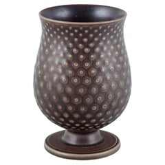 Aluminia faience vase. Modernist design. Glaze in shades of brown. 