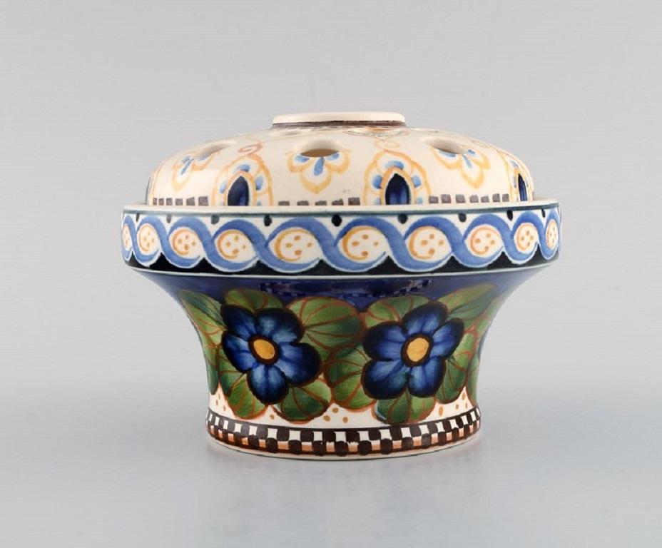 Art Nouveau Aluminia Faience Vase with Hand-Painted Flowers, Approx. 1910 For Sale
